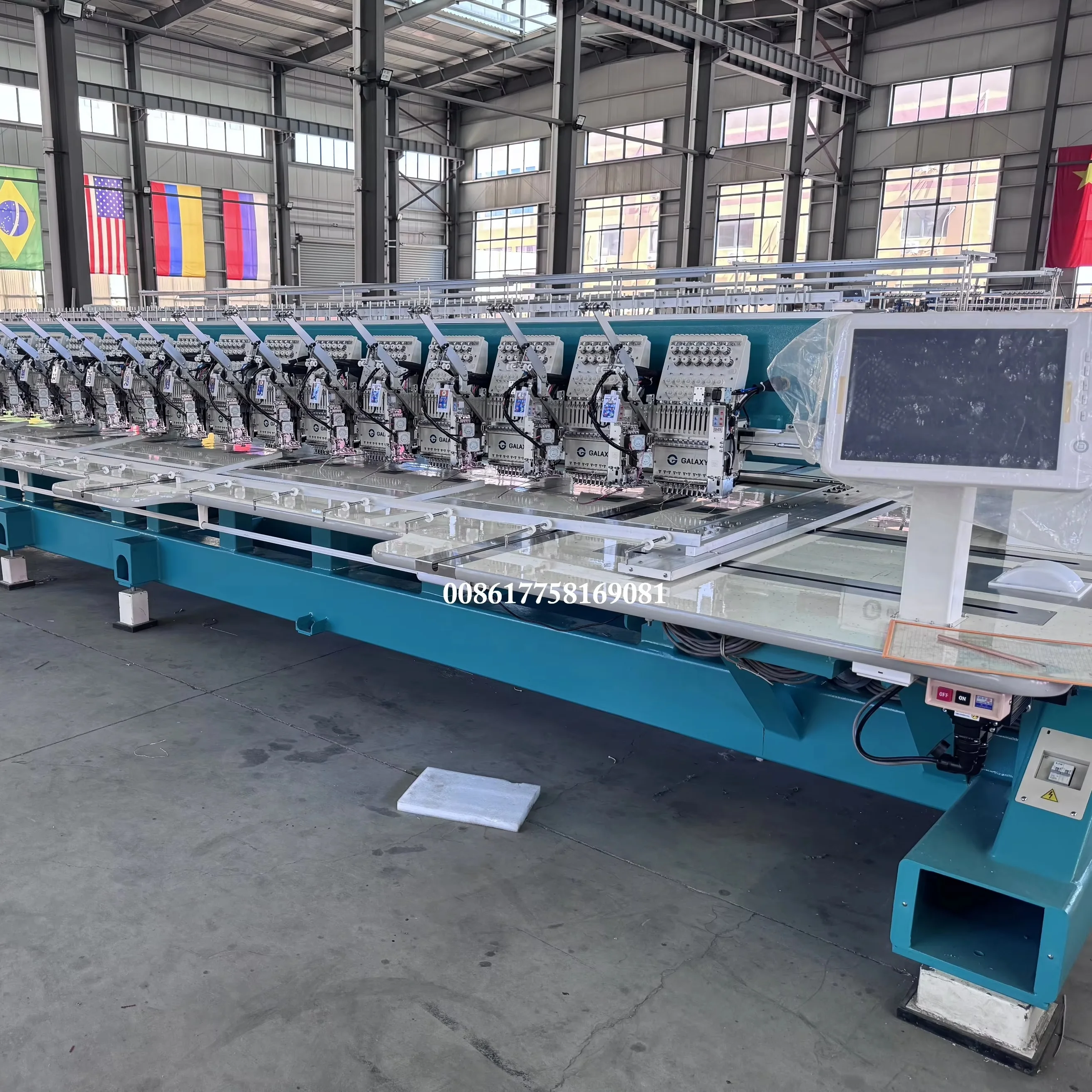 TOP MODEL GALAXY HIGH SPEED 1230 TWIN SEQUINS CORDING EMBROIDERY MACHINE FABRICS LACES CLOTHES GARMENTS DAHAO CONTROL SYSTEM