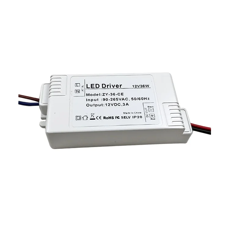 2024 factory wholesale New design IP20 led driver plastic rectangle case DC12V 36W 3A LED power supply