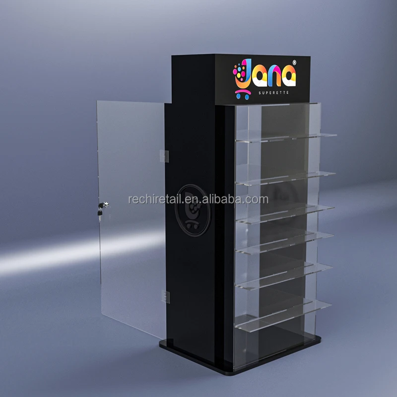 RECHI factory smo shop display rgb led light basketball sneaker keychain display rack 7 tiers acrylic keychain display stand