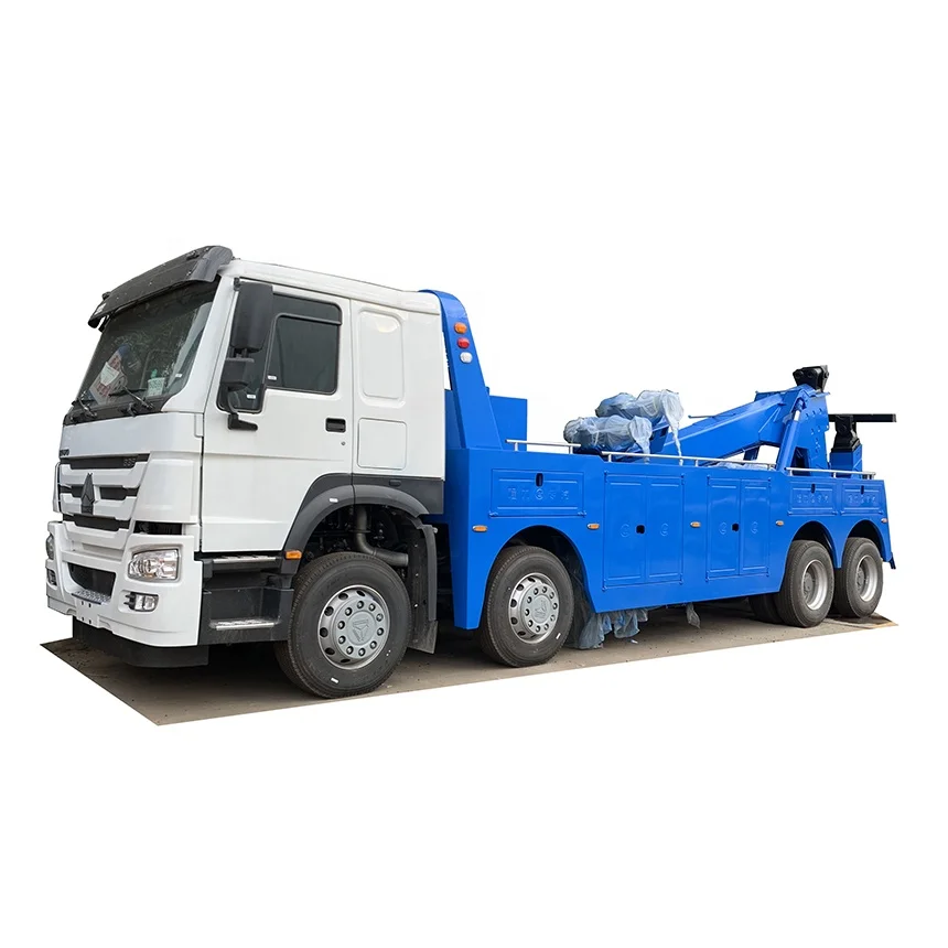 Heavy Duty HOWO 8X4  recovery towing wrecker truck with 25 tons lifting boom and winches for rescuing accident car
