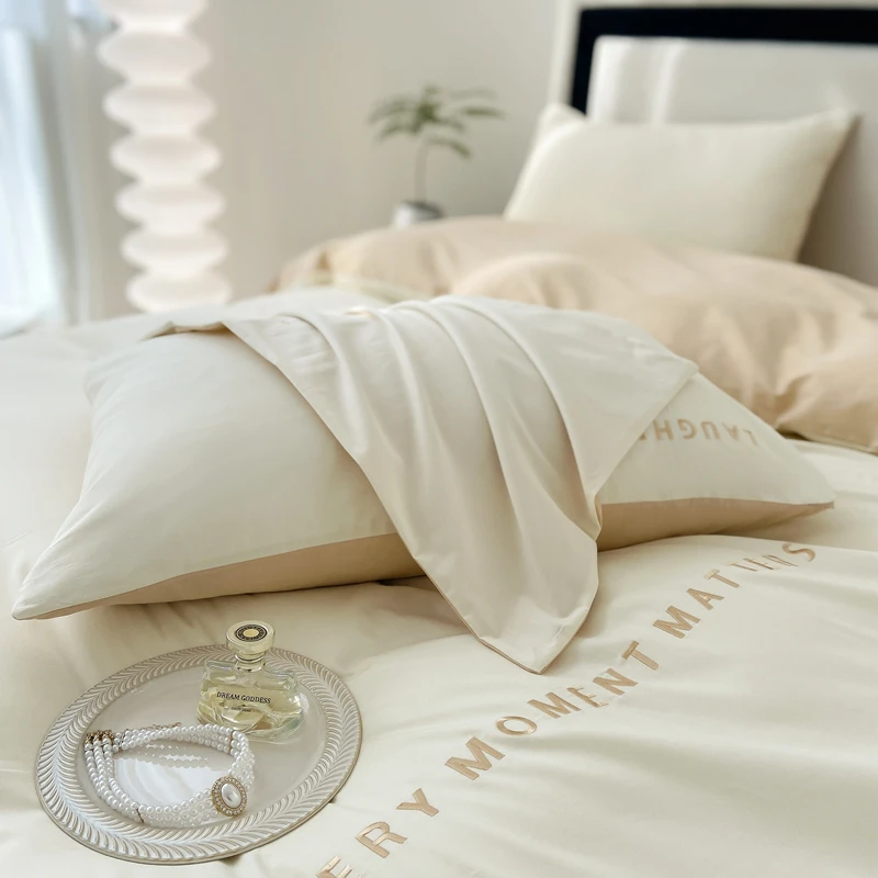 New 40S combed long-staple cotton embroidered bed sheets, quilt covers and pillowcases