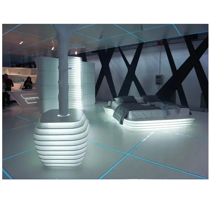 
Modern future robot style white solid surface led bed 