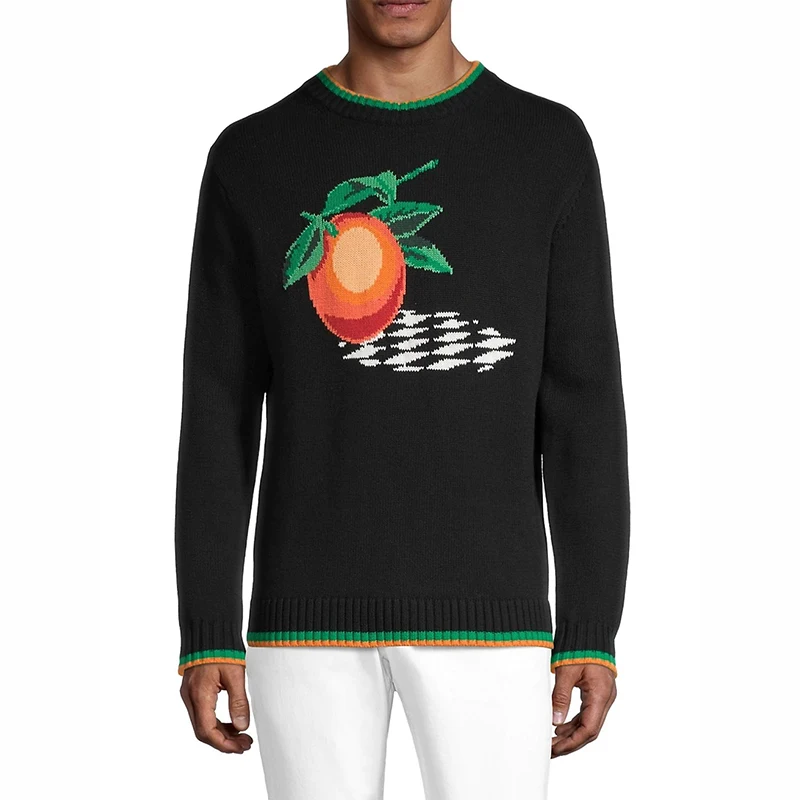 Sweater unisex custom Oversize sweater make jacquard pattern cotton cashmere knitted wool crewneck intarsia sweaters for men