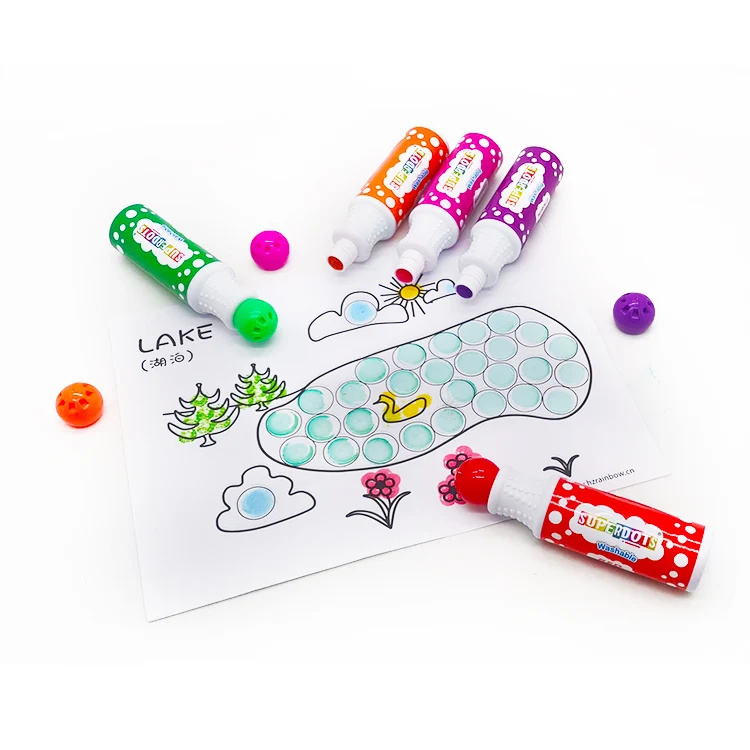 Kids art dot paint markers,no mess easy washable safe inks watercolor magic paint art markers coloring pens for kids drawing