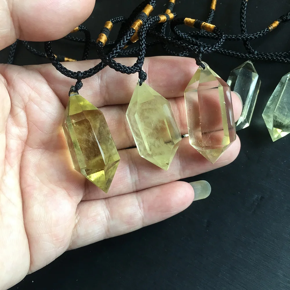 
natural Citrine quartz Necklace crystal point pendant 