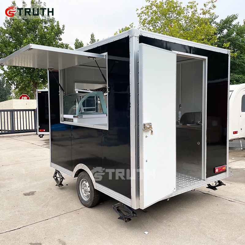 TRUTH ce approved snack fast coffee carts small burger mobile food truck galvanized 2.6m square food trailer