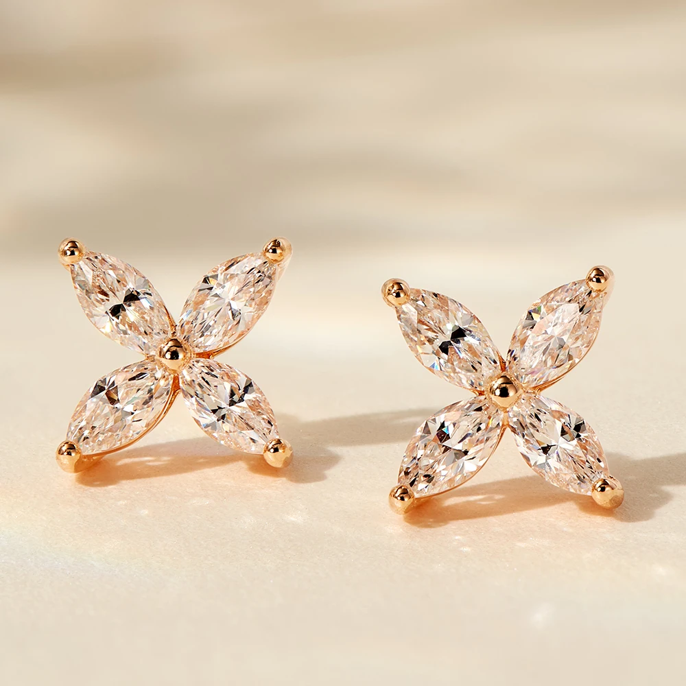 Trend designs marquise cut zircon butterfly shape stud earring korean 925 silver 14k 18k gold plated women christian earrings