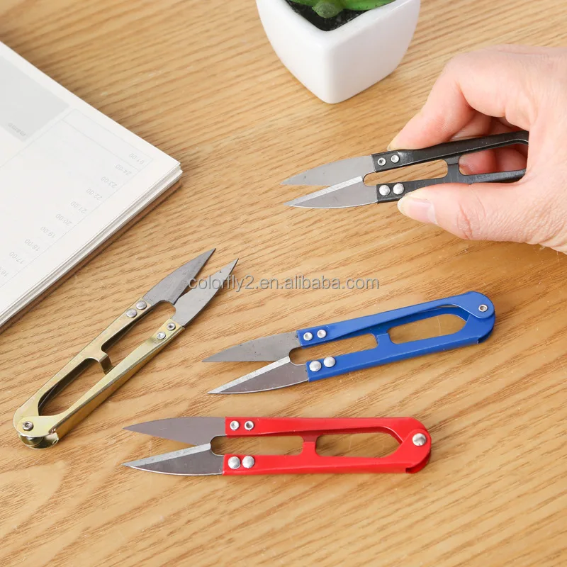 U-shaped Yarn Cutting Scissors Multicolor Handle