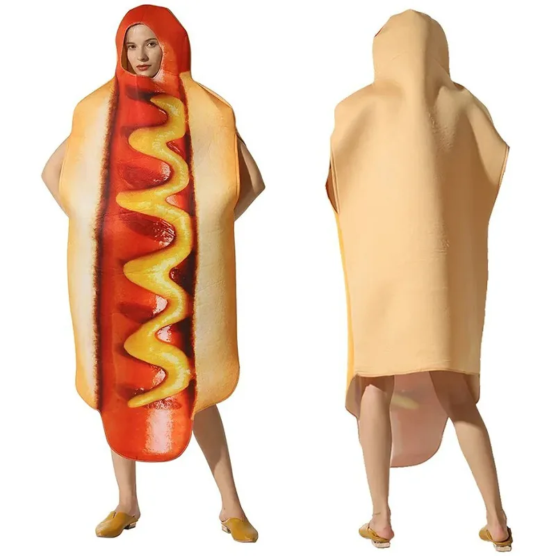 KayaTrek Adult Hot Dog Costume Funny Food Cosplay Halloween Costume  One Size