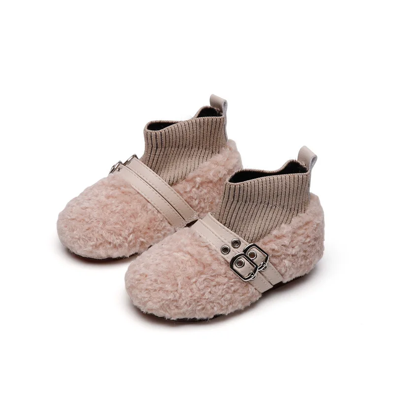 Girls Warm Bootie Boys Indoor Slippers Baby Toddler Little Kid Faux Fur Plush Lined Boots Children Soft Winter Outdoor Shoes