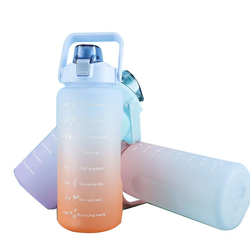 ECS-833 Motivational Water Bottle with Straw Leak Proof Water Bottles with Time Marker and Carry Sports Water Bottles
