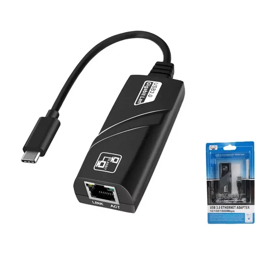 10/100/1000 Mbps Type-C USB 3.0 2.0 to Ethernet RJ45 USB C Lan Gigabit Network Adapter Adapter Adapter Compatible with OS WIN