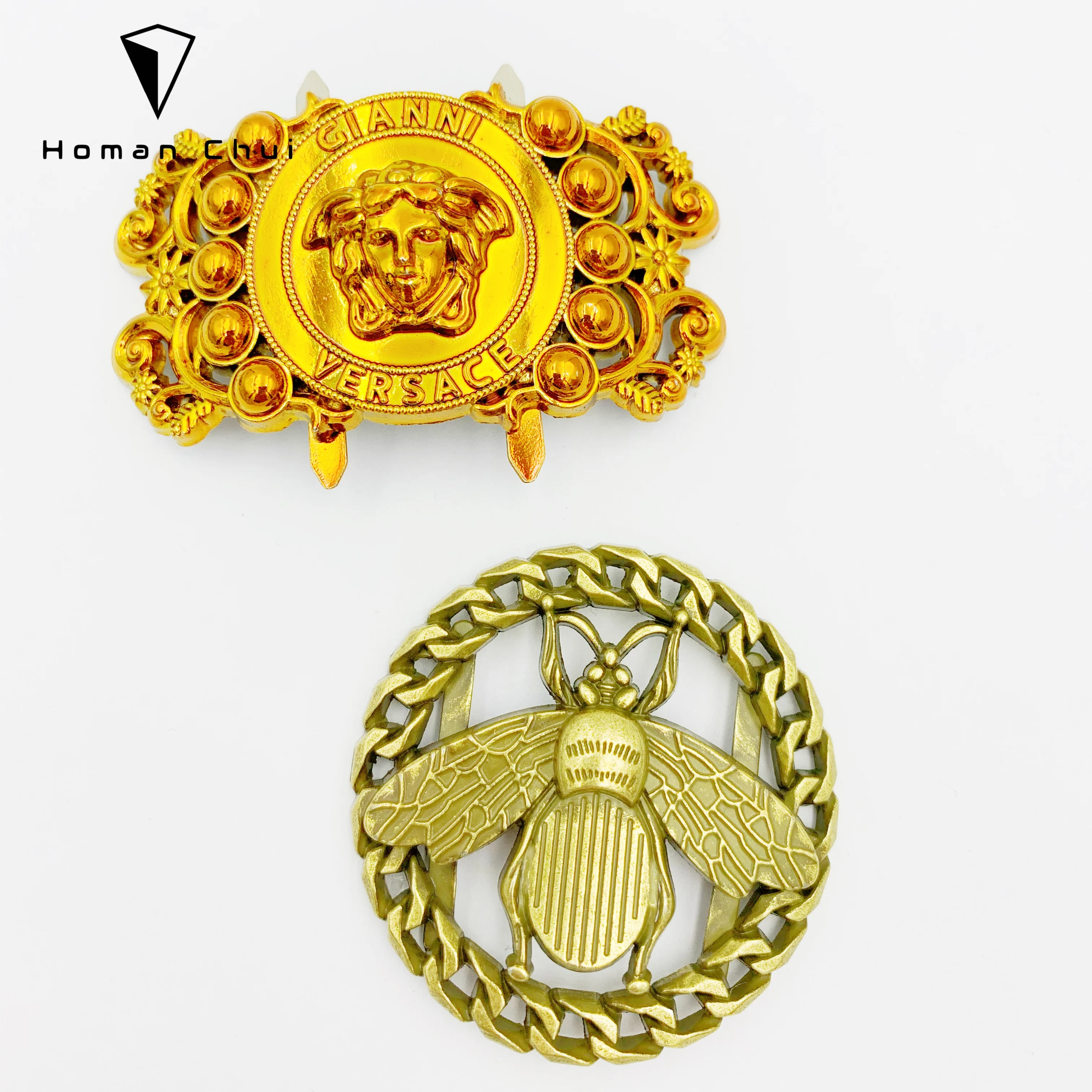 Fashion design bag metal logo label with private custom printed brand name