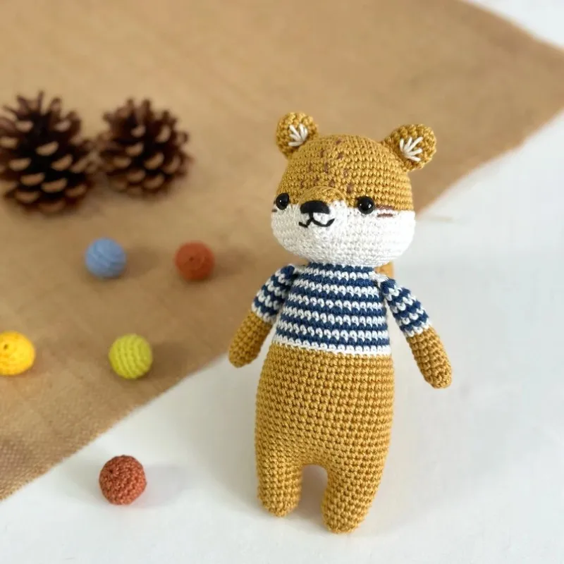 Cute Cartoon 100% Organic Baby Cotton Crochet Toys Amigurumi Custom Squirrel Knitted Stuffed Animal Toys