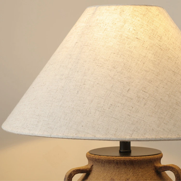 Nostalgic Chinese Large Rough Clay Pot Shape Lighting Resterurant embellished Table Lamp