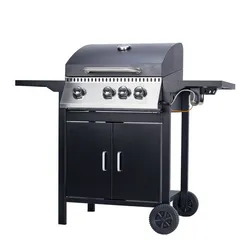 Customized 3+1 3 Burners With Side Oven CE/ LFGB Outdoor Barbeque Grill With Side Cooker Flat Top Garden Gas BBQ Grill