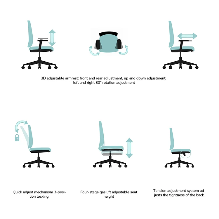 mesh Modern Rolling Ergonomic Office Chair with Swivel and Adjustable Headrest Luxury Comfort for Staff from Morocco