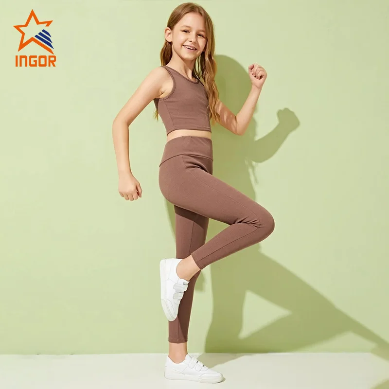 2023 wholesale Solid Print Kids Leggings Girls Leggings Bra