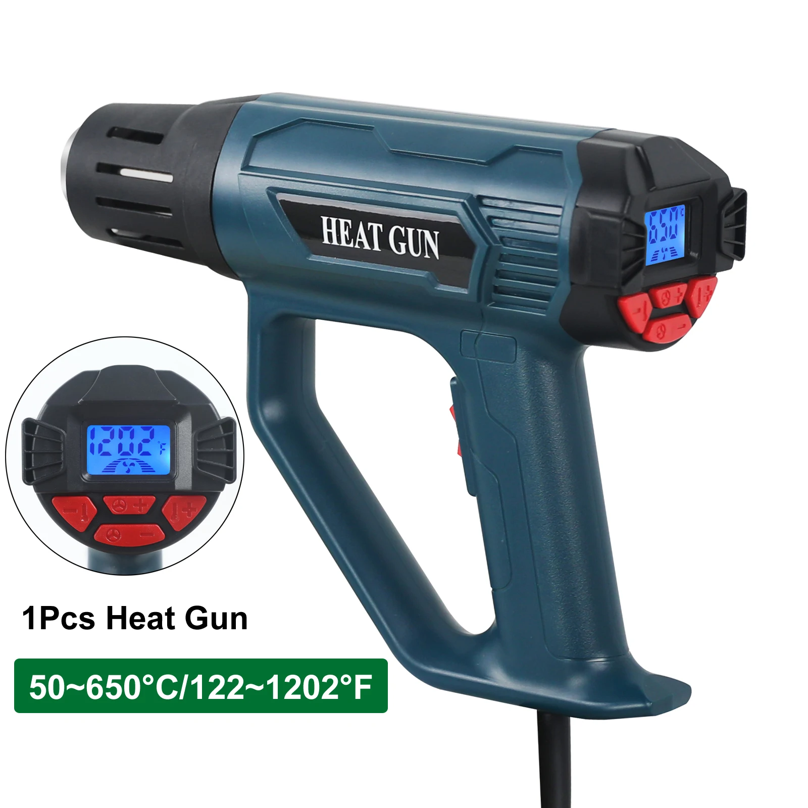 2000W C/F Temperature Regulating Hot Air Gun EU 220V Industrial Head Gun with LCD Display for Remove Old Paint/Shrink PVC