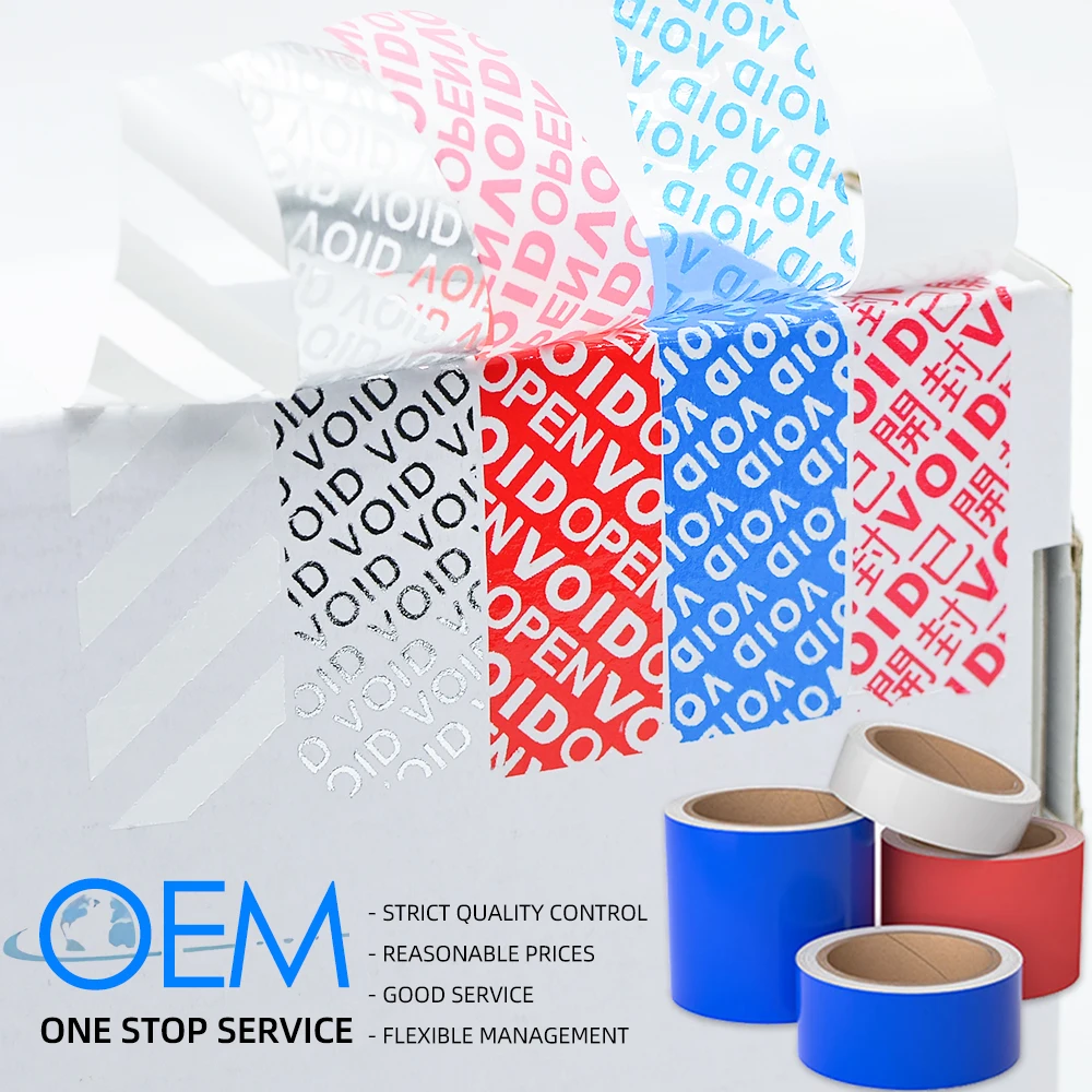 Customize Security Void Open Sticker Label Roll Clear Security Tamper Evident Tape For Packing Tamper Proof Seal