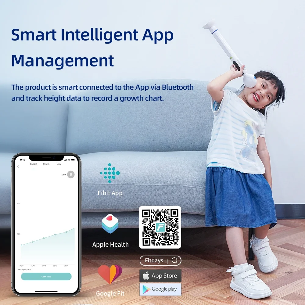 Smart Kid Growth Height Ruler Measuring USB Accurate Ultrasonic Temperature   Record Growth Height Ruler