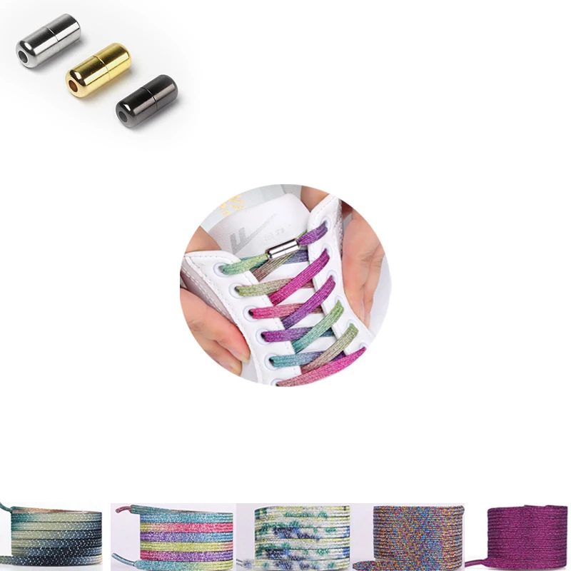 Эластичные металлические шнурки в виде капсулы гибкие для кроссовок и обуви отдыха ленивые быстрой носки за 1 секунду унисекс на плоской подошве детей взрослых