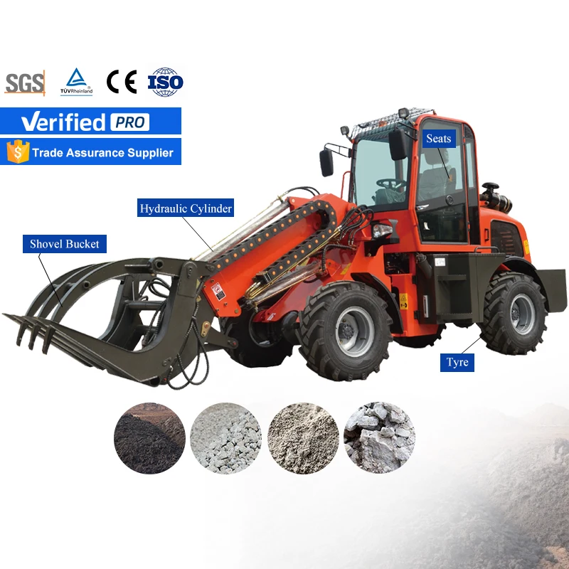 LANE Large Chinese Skid Steer Farm Tractor Front End Loader Bucket Loader Mini Skid Loader