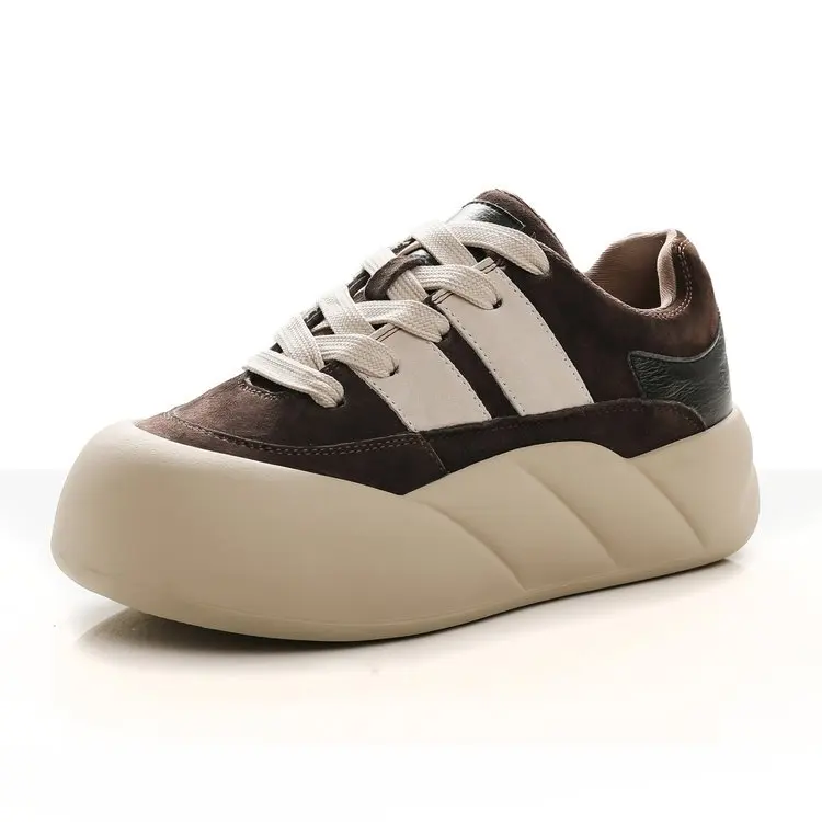 Hot style muffin thick soled shoes for women autumn-winter new retro design sense casual ins trend board shoes