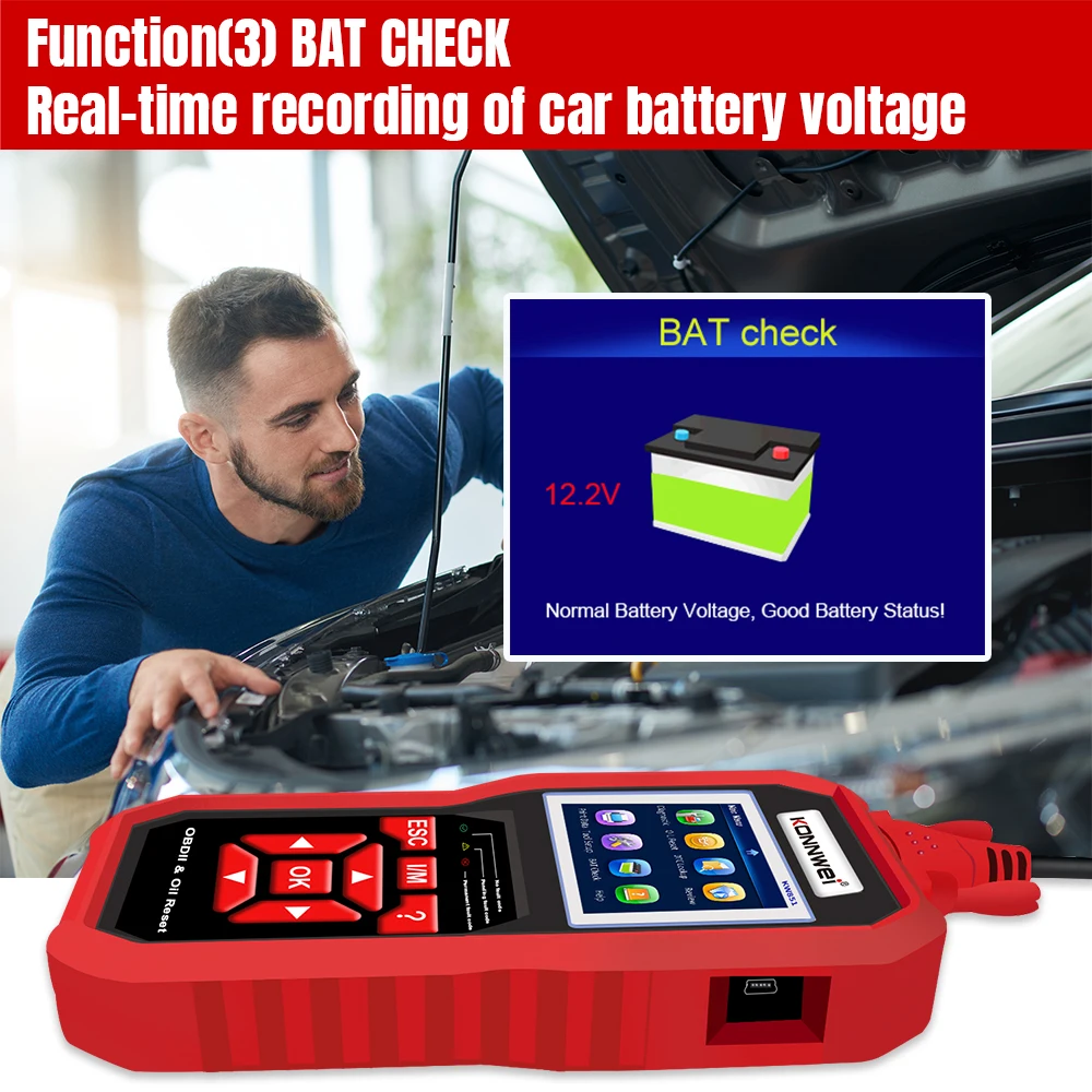 Oil Light/Service Reset Tool OBD2 EOBD Car Diagnostic Scanner KONNWEI KW851