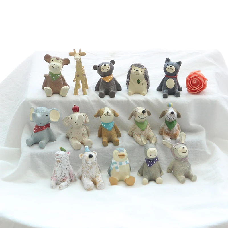 2021 new mixed 15 kinds of Miniature Animals Miniature fairy tale garden decoration Resin Animals model