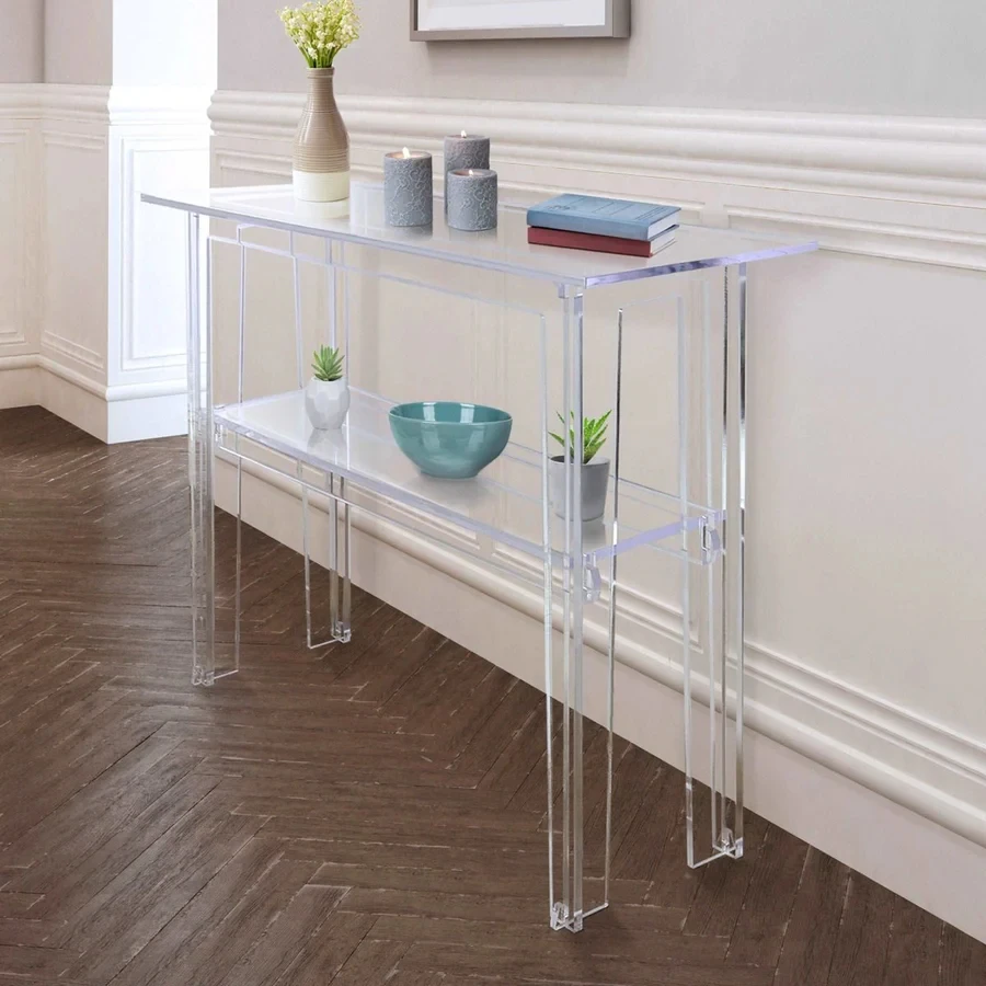 factory wholesale custom made clear lucite acrylic console table for living room