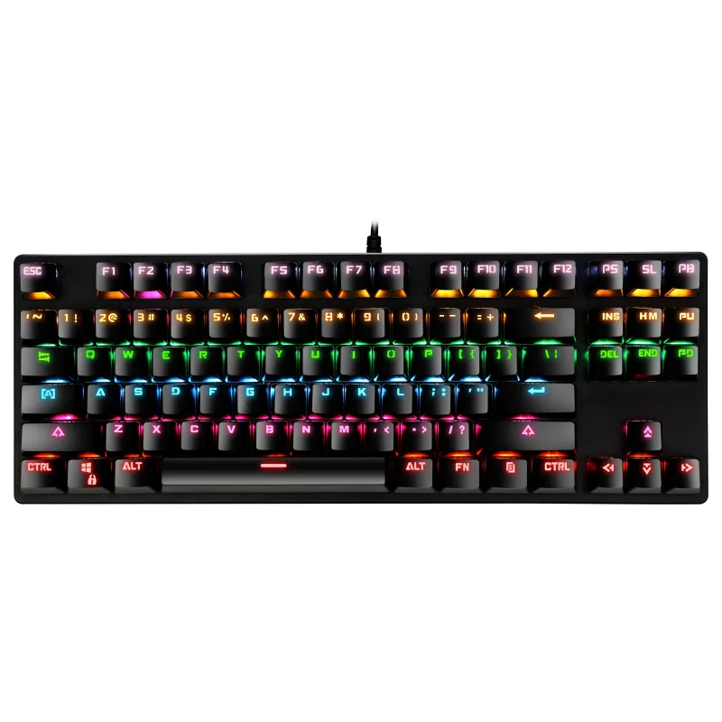  Новейшая компьютерная клавиатура с цветной светодиодной подсветкой 87 клавиш RGB игровая