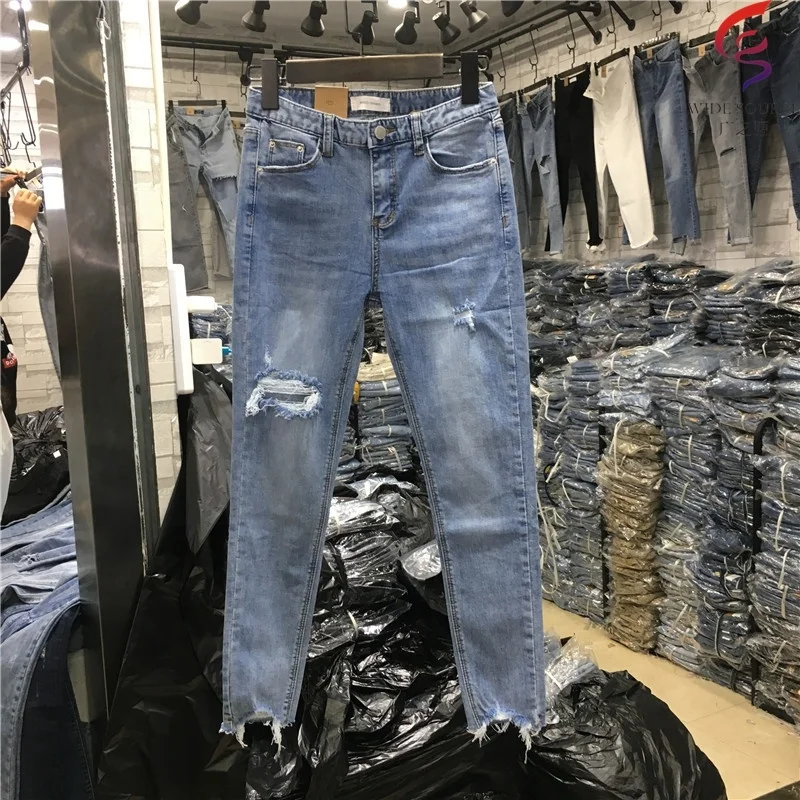 Wholesale  2019 Hot selling style denim jeans women ripped jeans for ladies womens jeans