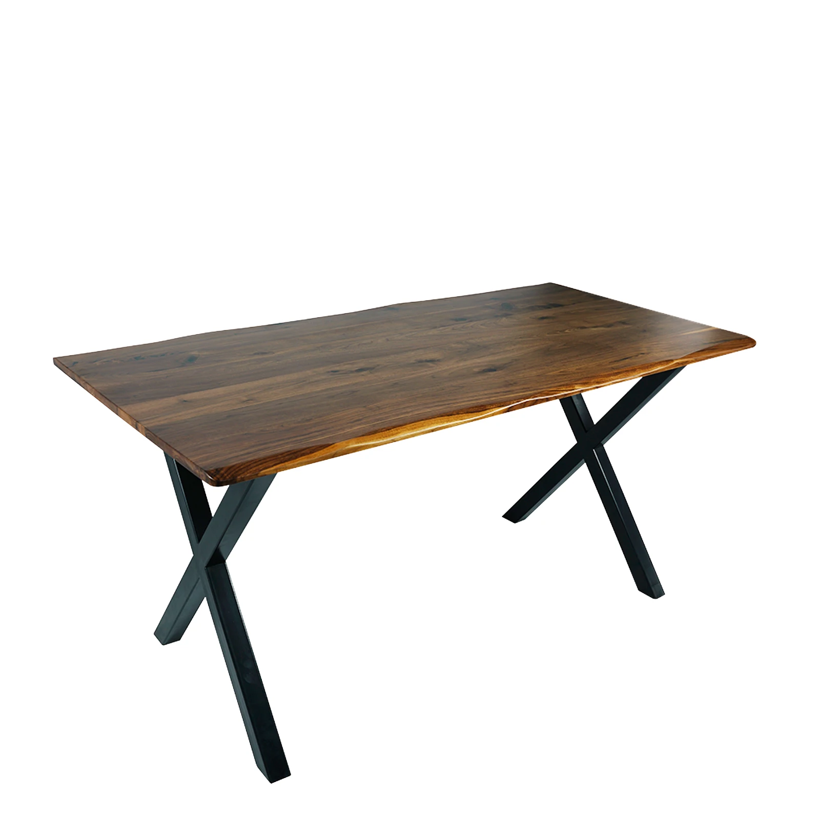 Solid black walnut wood live edge writing desk 30x48x0.8inch simple X style leg  home office desk