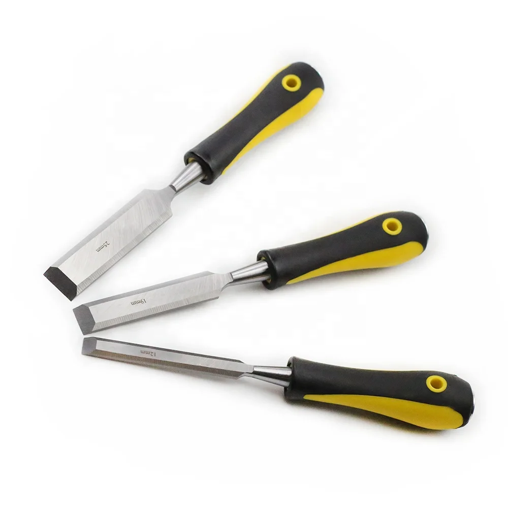 3pcs woodworking chisel set with double color TPR handle