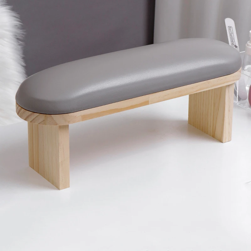 Nail Arm Rest Manicure Holder Mat for Fingernails Wooden Leather Nail Salon Use Hand Rest Pillow