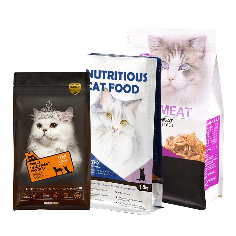 Customized pet dog food cat food composite with zipper eight-side seal food packaging bag
