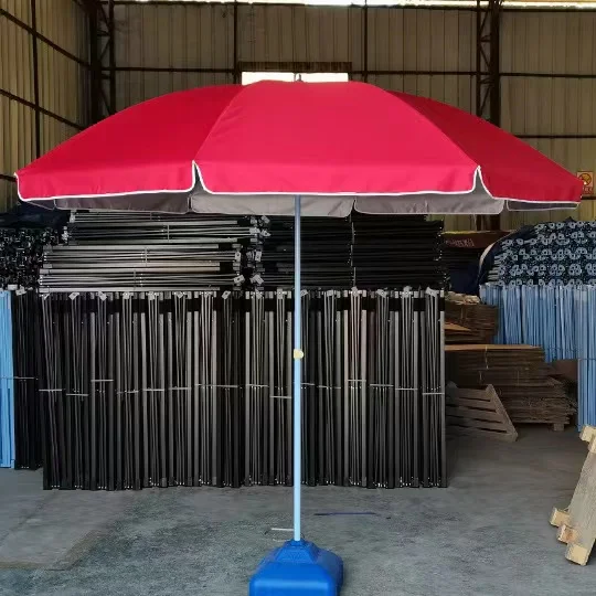 Manufactures wholesale 2.4 m 48 inch single large umbrella double wind coated silver beach umbrella