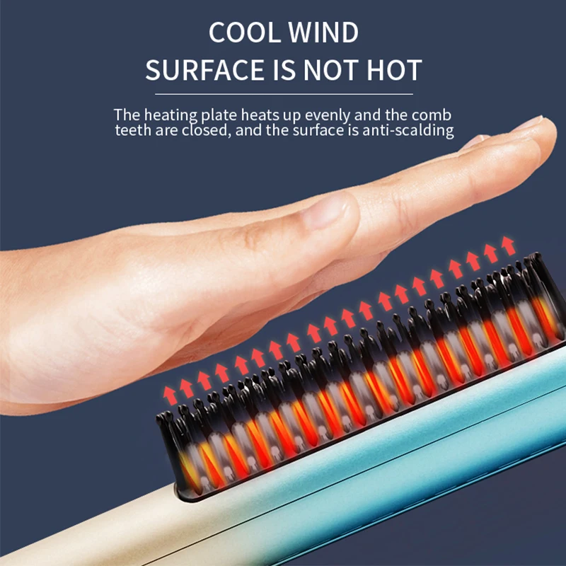 2 In 1 Anti-scald Led Indicator Quick And Professional Hair Salon At Home Ceramic Ionic Hair Straightener Brush