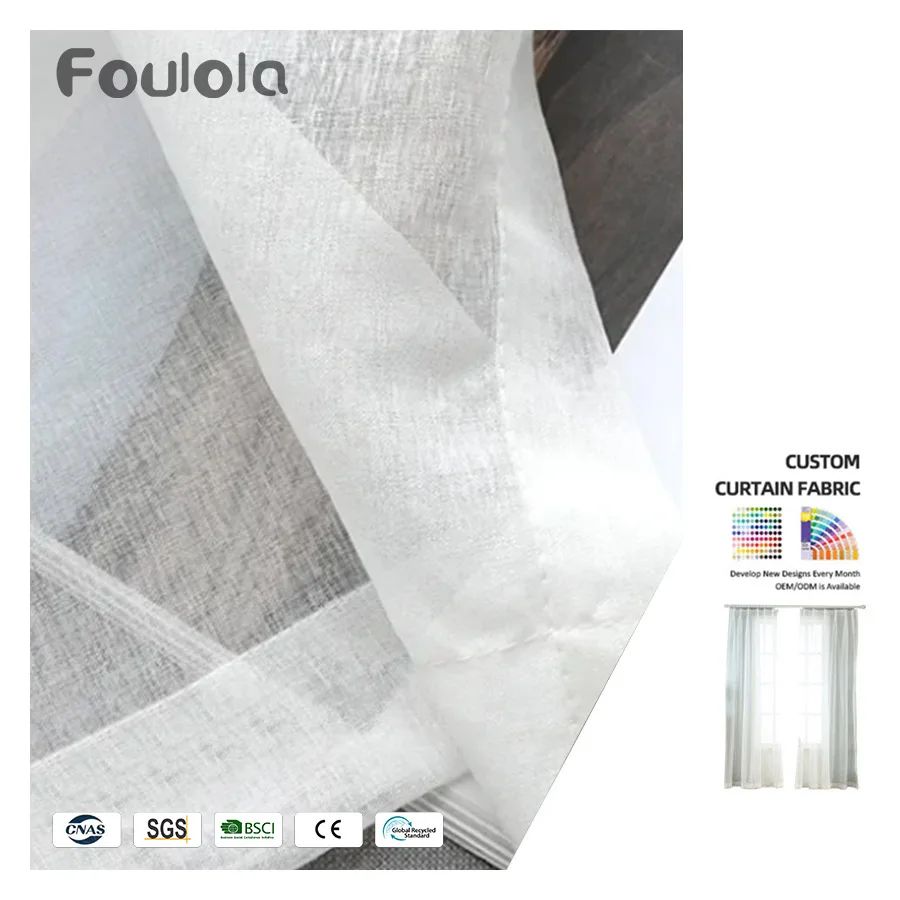 All Our Website Selling by Ready Stock Factory Supply Natural Style Linen Voile Window Scarf Curtain fabric