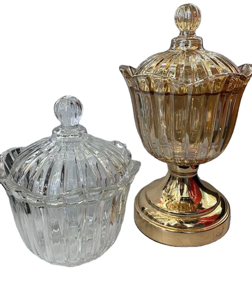 
2021 hot glass lace sugar bowl spice jar with lid for wedding holiday or household 