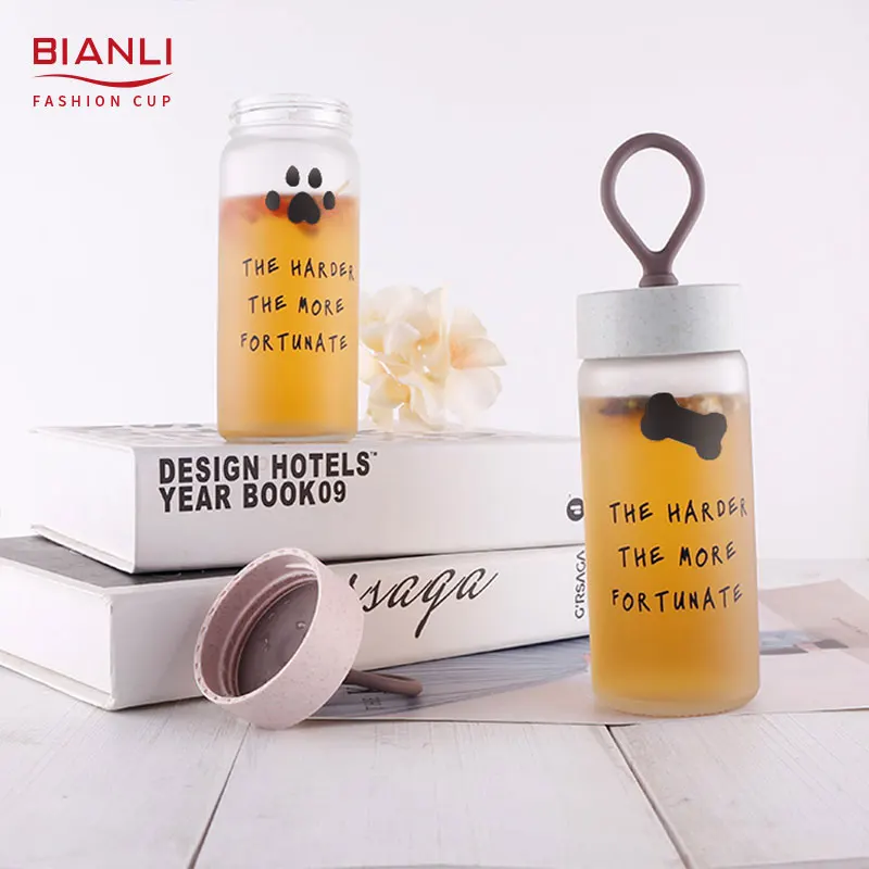 250ml Wholesale Eco Friendly Tea Juice Milk Water Tumbler Portable Travel Reusable Small Cute Water Bottle Glass