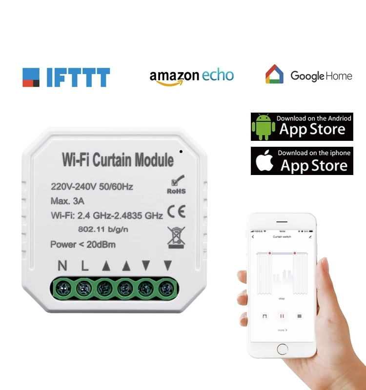 Tuya app control WiFi Roller Shutter smart curtain Switch Module alexa amazon echo and Google Home WiFi Curtain Module
