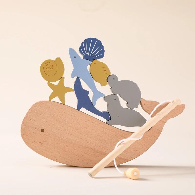 Natural Wood Stacked Toy Baby Preschool Educational Wooden Baby Toy