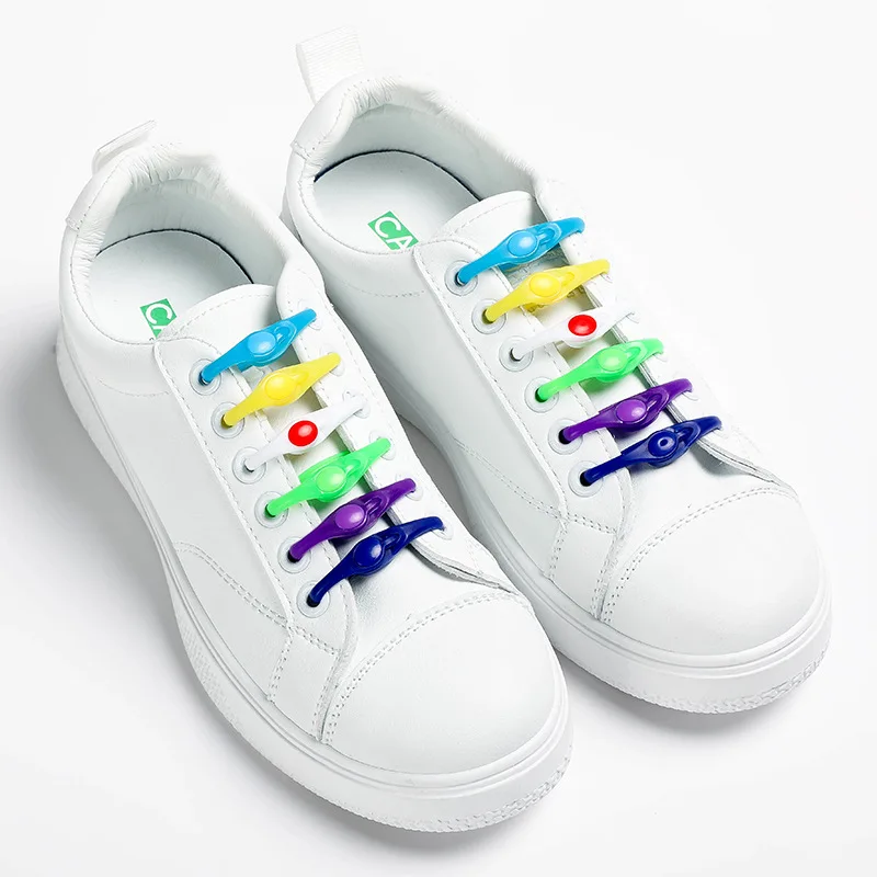 yiwu gillian no tie colorful silicone shoes string retractable string