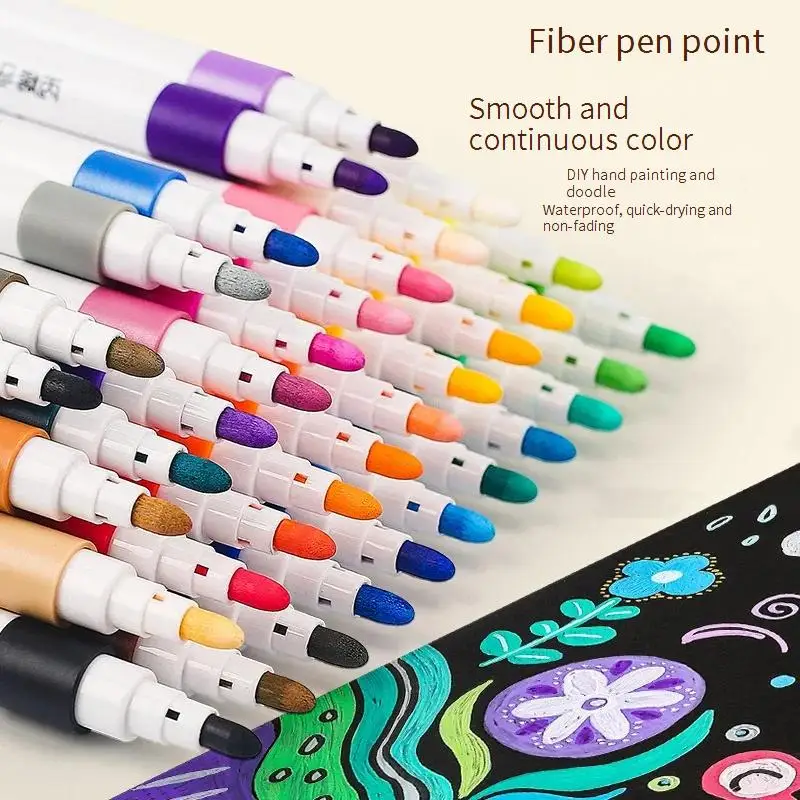 12 60 Colors Acrylic Marker Rock Painting Kit For Kids Children Stone Paint Pens Set Ceramic Glass Wood Diy Crafts Art Supplies