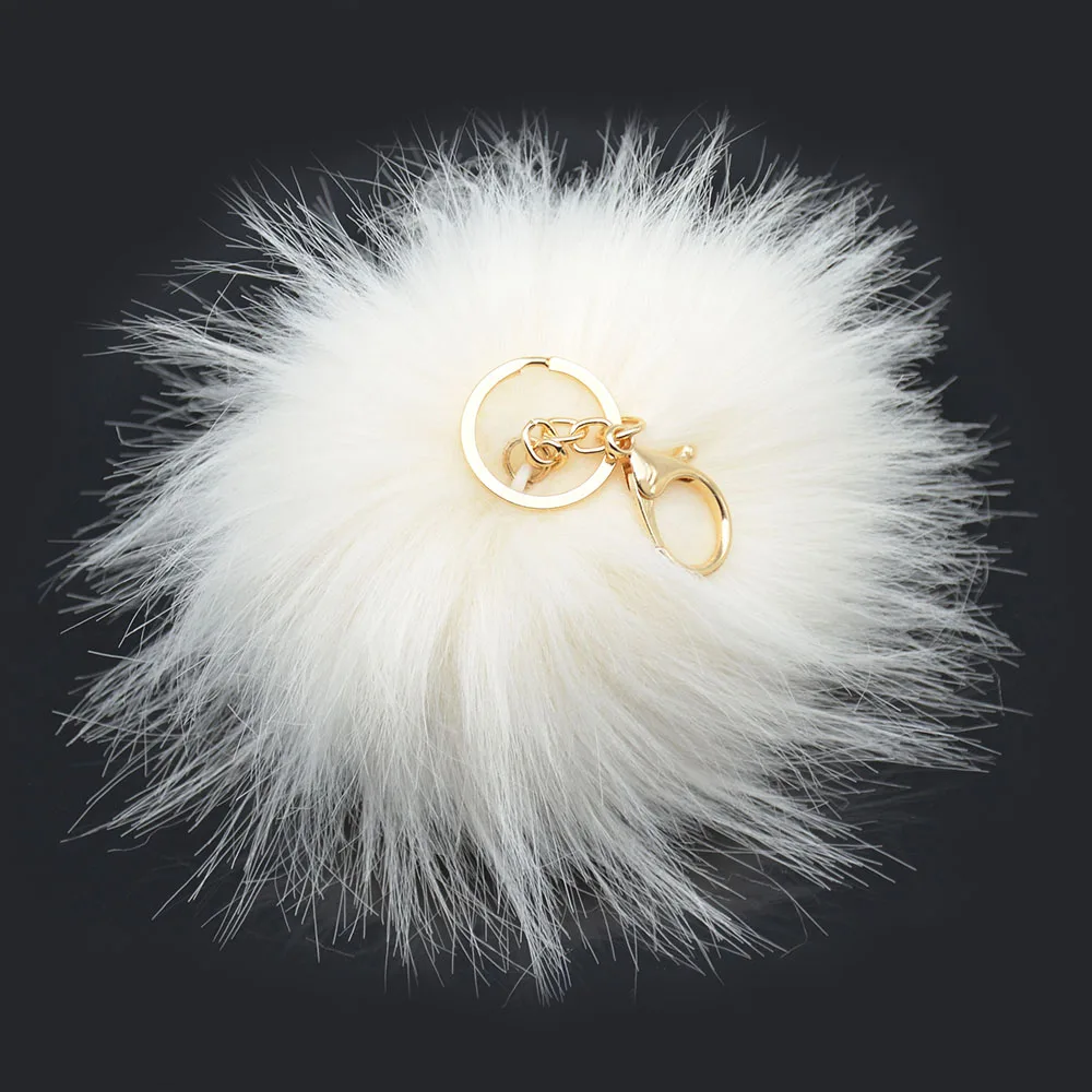 Cheap Girls Keychain Fancy Car Bag Purse Fluffy faux raccoon fox Fur Ball Keyring Key Holder Faux Rabbit Fur Pom Pom Keychain