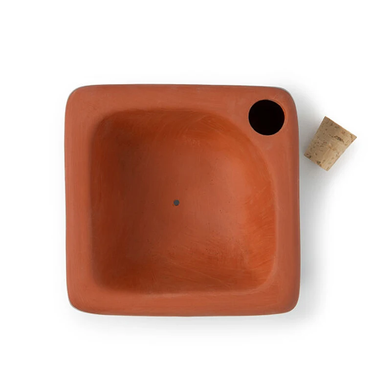 Ceramic Small  Desktop Decorative Terracotta Self Watering Flower Pot for Bonsai, Microgreen Planter