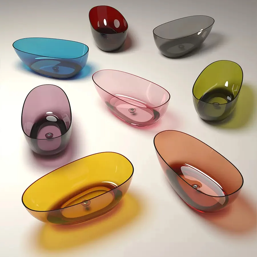 Multicolored Transparent  Resin Bathtub/ Artificial Stone Bathtub Transparent bathtub