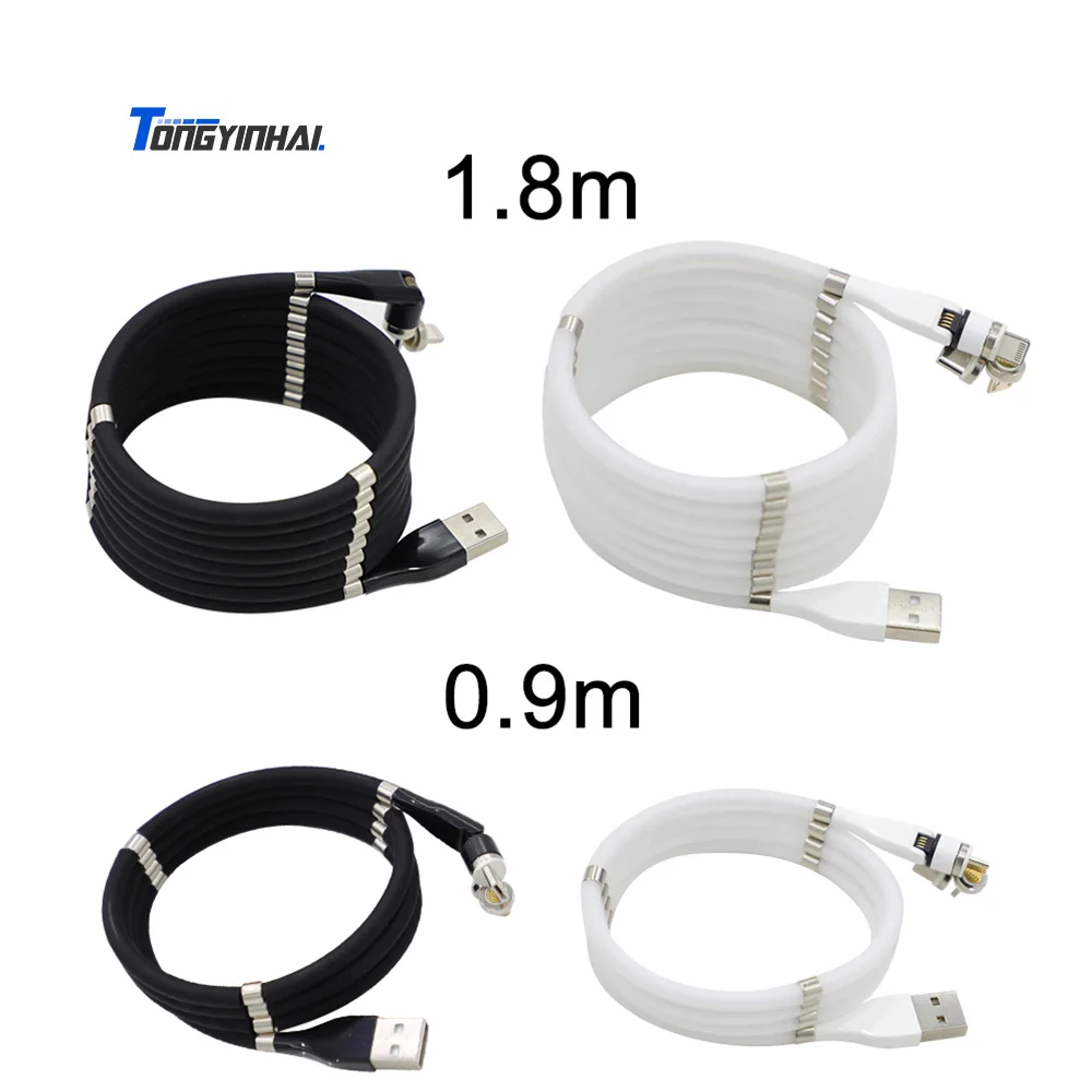 
Tongyinhai Manufacturer Fast Charger LED Side light for Micro for Type-c for iPhone 3 in 1 Magnetic Data USB Cable 